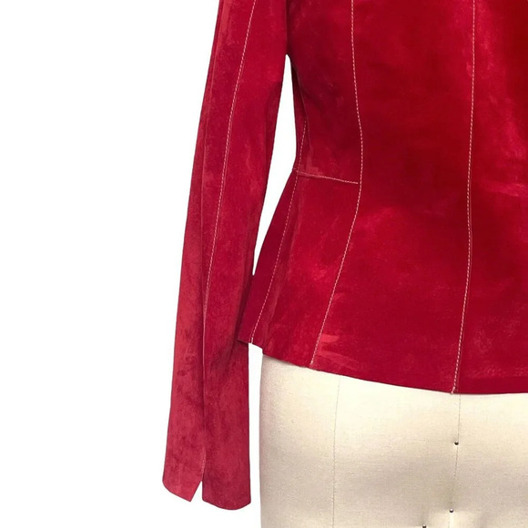 Vintage Di Vita Women’s Red Soft Suede Jacket Y2k Size 4 - Picture 6 of 11